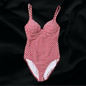 Tory Burch Red Gingham One Piece Swimsuit Size Small